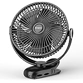 BIVBTP 12000mAh Clip on Fan 30H Longest Runtime, 8in Portable Fan Rechargeable, Ultra Quiet with Heavy-Duty Clamp, USB Desk F