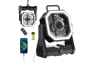 SmartTail Camping Fan with LED Lantern,Rechargeable Fans Portable 20000mAh Battery Powered,Tent Fan with 270°Adjustable Head,Hanging Hook, for Camping, Tent, Fishing, Travel, Office