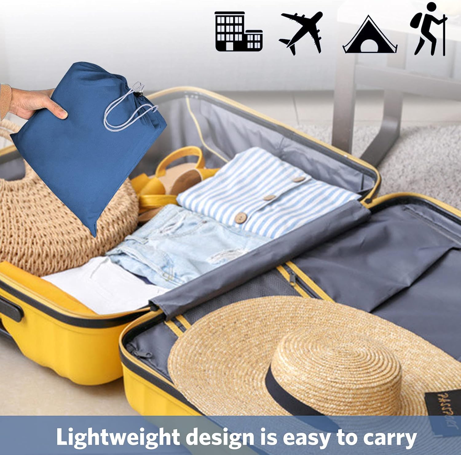 Travel and Camping Sheet Sleeping Bag Liner, Lightweight Compact Portable Adult Thin Sleeping Bag Sack, Premium Soft Hotel Sleep Sheet for Traveling Hostels Picnic : Sports & Outdoors