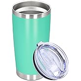 AUWBON 20oz Tumbler Stainless Steel Tumbler Cup with Lid Vacuum Insulated Double Wall Travel Mug, Durable Powder Coated Travel Coffee Tumbler Mug for Hot & Cold Drinks, Light Blue,1 Pack