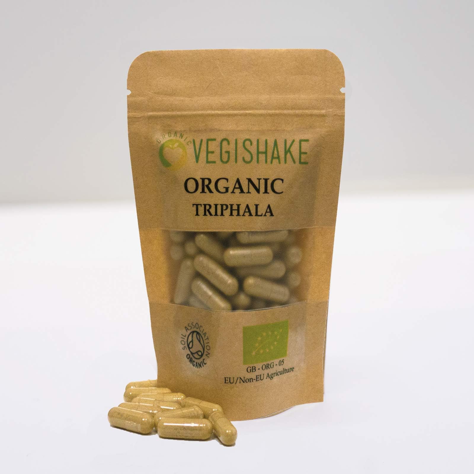 Organic Triphala HPMC Capsule 800mg Detoxify Body Bowel Health Aid Digestion Antioxidants Vegan Halal Kosher (60 Capsules)Soil AssociationSoil AssociationSoil Association