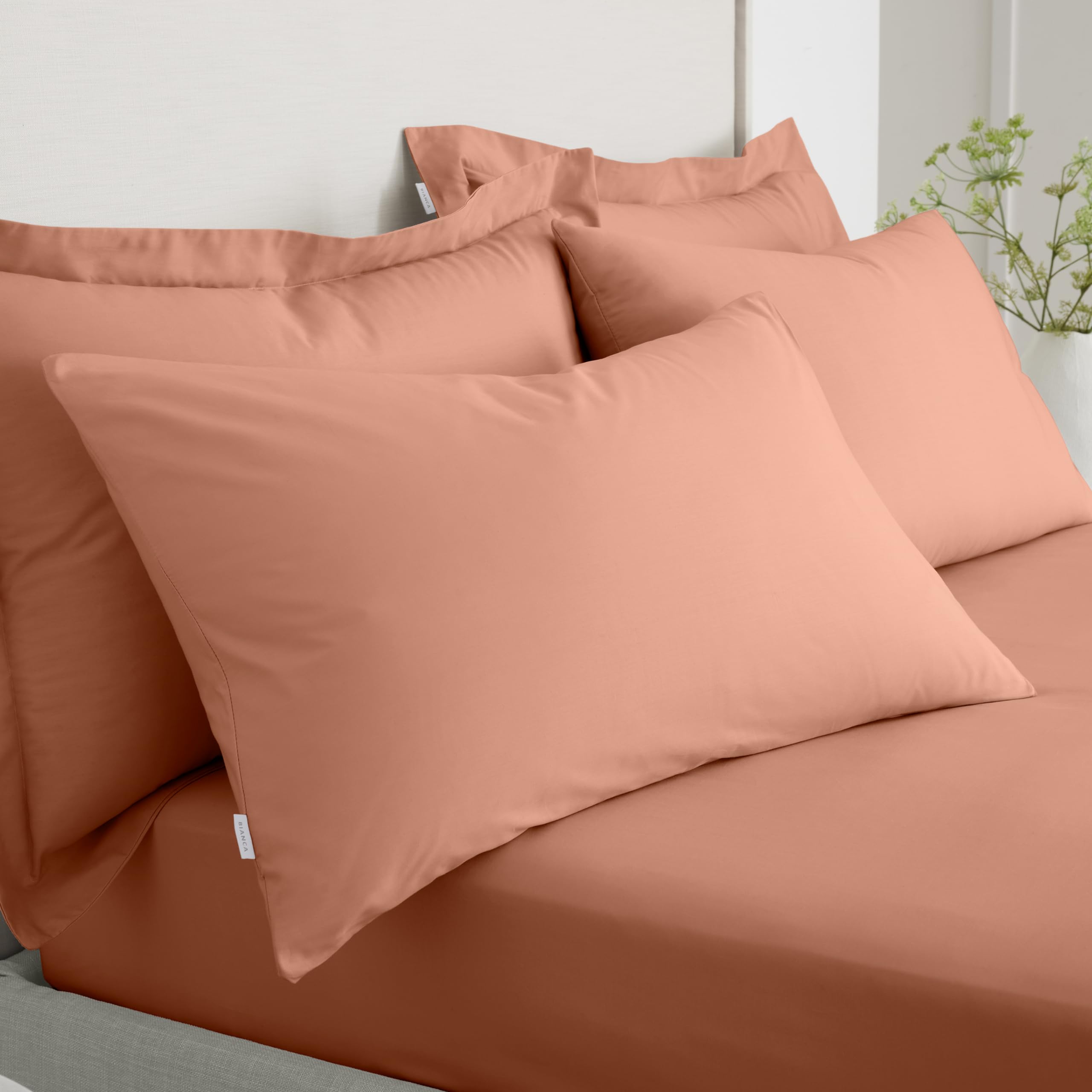 Bianca 200 Thread Count Cotton Percale Standard Pillowcase Pair Clay