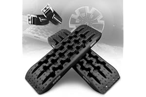 XPV AUTO Recovery Tracks Traction Boards Tire Ladder 4WD Mat for 4X4 Offroad Sand Snow Mud(Black)