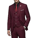 FancyFir Men's 3 Pieces Slim Fit Suit Set, One Button Solid Jacket Vest Pants for Party, Business, Wedding, Homecoming