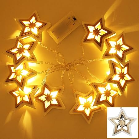 Amazon Com Sand Mine Wooden Star String Lights Rustic Star