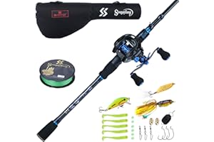 Sougayilang Baitcaster Combo Telescopic Fishing Rod and Reel Combo, Ultra Light Baitcasting Fishing Reel for Travel Saltwater