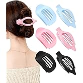 AWAYTR Flat Hair Clips For Women Lay Flat Claw Clip for Hair 6Pcs Large Hair Claw Clips for Driving Yoga (Matte - Blue Pink Black)