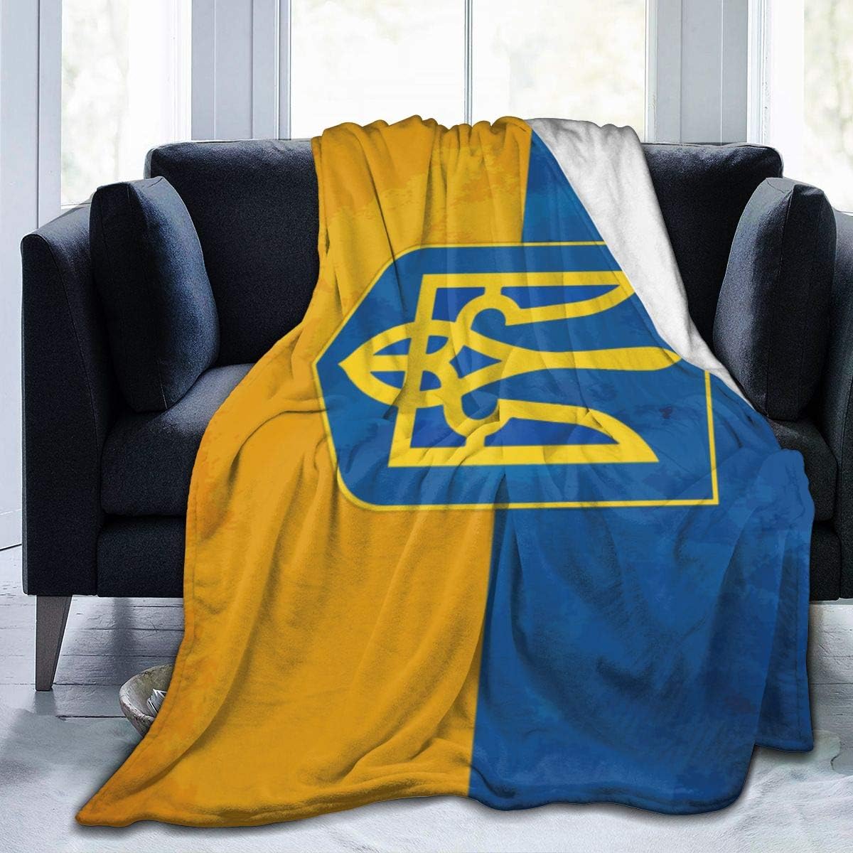 YCKNJYSG Ukrainian Flag Fleece Throw Blanket Cozy Couch Bed