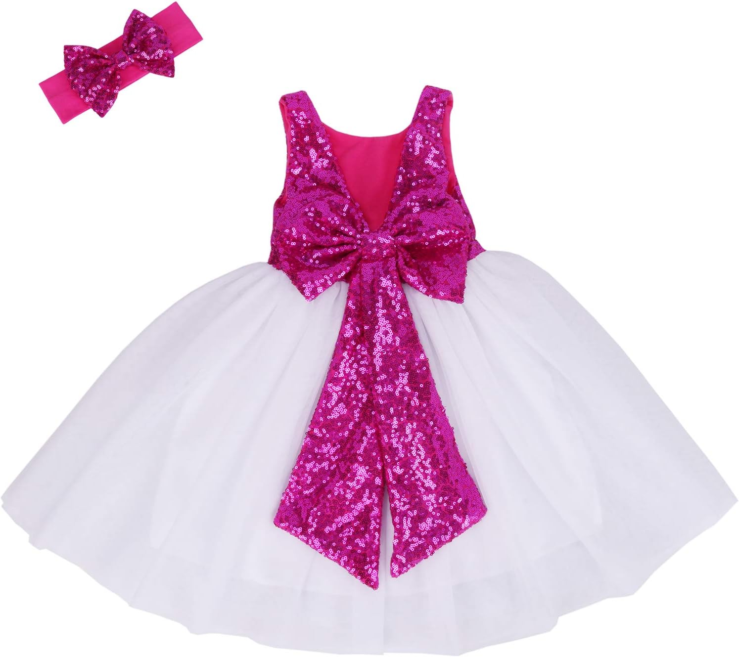 Cilucu Flower Girl Dress Baby Toddlers Sequin Dress Tutu Kids Party Dress Bridesmaid Wedding Gown