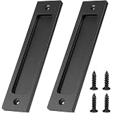 Sliding Barn Door Closet Handles Pulls, 2 Pack Rectangular Recessed Sliding Door Pulls, Matte Black Pocket Doors Handles with Screws for Drawers, Cabinet, Sliding Barn Doors, 6Inch