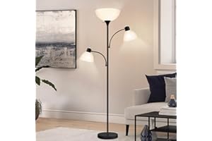 Floor Lamp for Living Room, LED Torchier Lamp with 8W Adjustable Reading Lamp,Free Adjustable Cage Heads, Independent Control