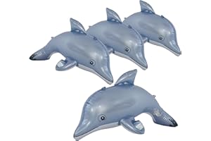 Jet Creations Inflatable Aquatic Animal 4pc Pack: Shark, Dolphin, Goldfish, Starfish, Crab, Penguin. 20+ inch Long. Pool Toys, Photo Prop, Theme Party Centerpiece, VBS, Gifts for Kids 3 Year and up