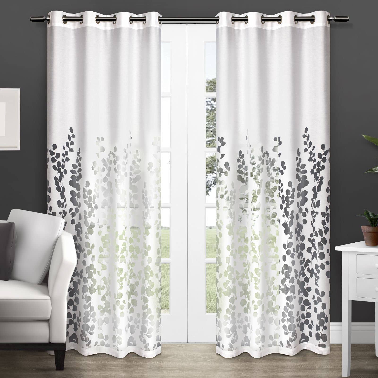Exclusive Home Curtains Wilshire Sheer Grommet Top Panel Pair, Winter White, 54x84, 2 Piece — image 1