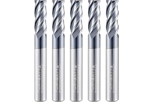 Turnextte 5 PCS 5/16" Micrograin Carbide Square End Mill Set, 4 Flute HRC 45 Deg AlTiN Coating End Mill Bits Set for Milling Alloy Steels, Hardened Steel,CNC Router Bits for DIYers & Professionals