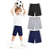 WRYGRTA 3 Pack Toddler Boy Athletic Shorts Boys Soccer Shorts Basketball Short Pants with Pockets Size 2-5T