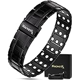 MagnetRX® 3X Strength Magnetic Bracelets for Men – Effective Titanium Mens Magnetic Bracelet – Premium Fold–over Clasp & Adjustable Length with Sizing Tool & Gift Box (Black)