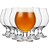 Libbey Entertaining Essentials Belgian Beer Glasses, 13 oz, Craft Beer Glasses Set of 6 for Belgian Ales, Unique Tulip Shape for Entertaining