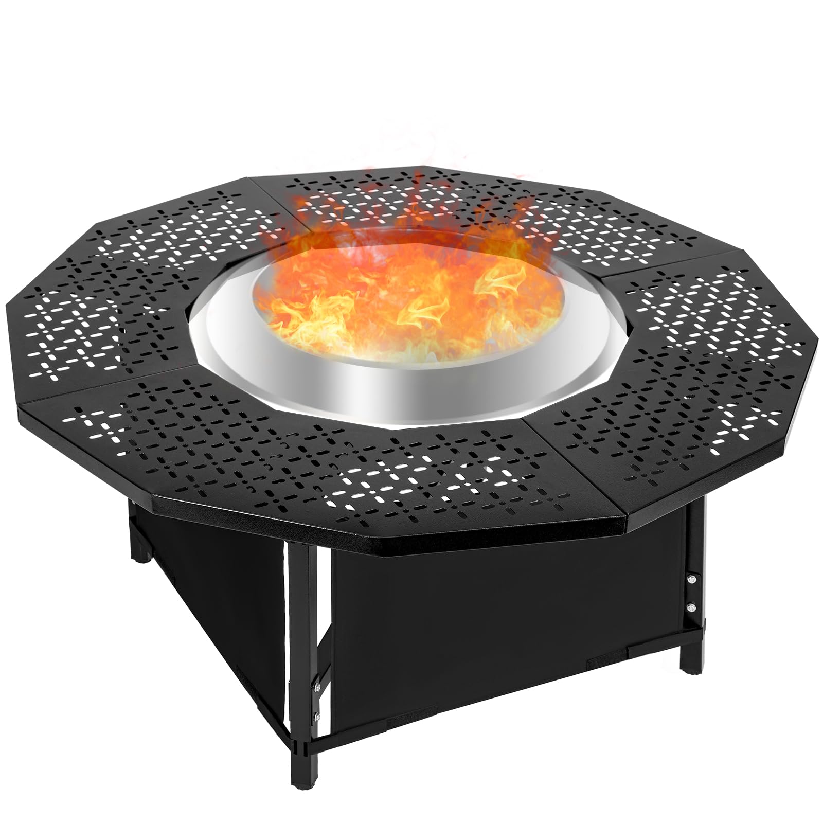 Photo 1 of Outafurnia 44 Inch Fire Pit Surround Tabletop for Solo Stove Bonfire up to 23.5" and Most Wood Burning Fire Pits, 24.5 in Inner, Coated Metal Outdoor Fire Pit Table with 360° Safety Barrier