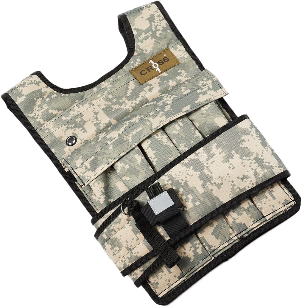 RUNmax Cross101 Adjustable Camouflage Weighted Vest with Shoulder Pads
