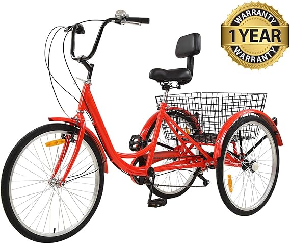 Amazon.com : Sibosen Adult Tricycles 7 Speed 26 Inch Three Wheel Bike Cruiser Tricycle Featuring 