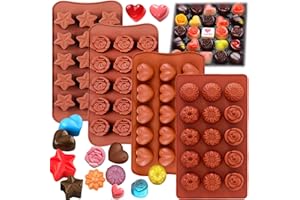 ENBRWAS : 4 Pack:Chocolate Molds Silicone,Flowers Silicone Molds, Chocolate Mold, Wedding Cake Decorating Tools, Cake Molds.N