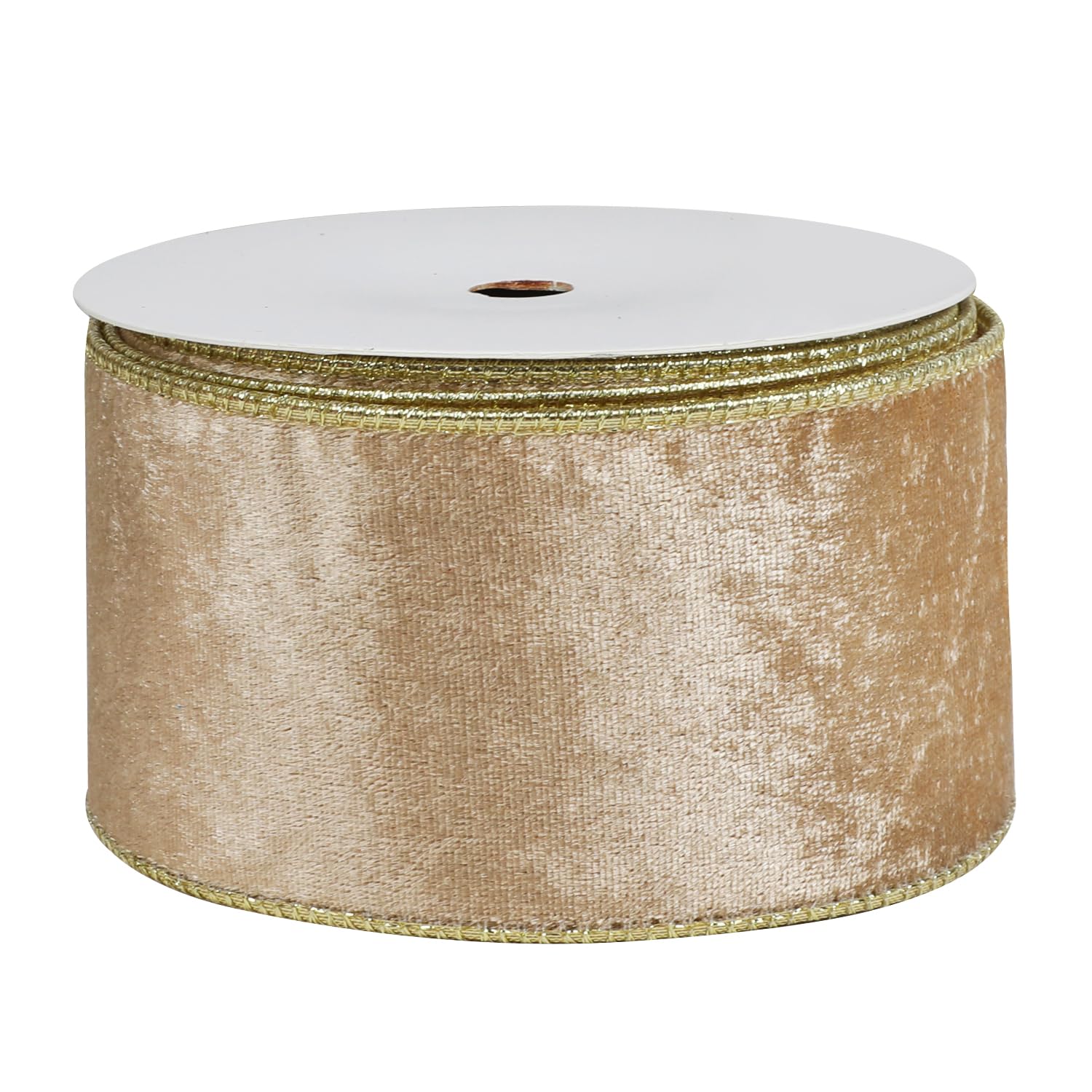 VEYLIN Champagne Satin Ribbon 63mm, 9m(10 Yards) Double Sided Solid Colors Velvet Ribbon for Christmas Tree Decoration DIY Craft