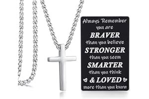 Quietsun Cool Gifts Set for Teen Boys/Men/Kids-Cross Necklace+Metal Wallet Card-Gift Box Ready for Christmas/Valentines/Easter/Birthday