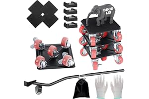 HUKURU Furniture Dolly, 2024 Upgraded Furniture Movers with 5 Wheels, 360° Rotatable and Lockable, Heavy Duty Furniture Lift Mover Tool Set for Moving Heavy Furniture and Appliances,Maximum Load 3000LBS,Red