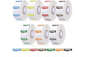 Sayglossy 7000 Pcs Day of The Week Labels Food Labels Monday Through Sunday Management Inventory Stickers Removable Weekly Self Adhesive Date Dot Stickers for Restaurant Kitchen Containers (Square)