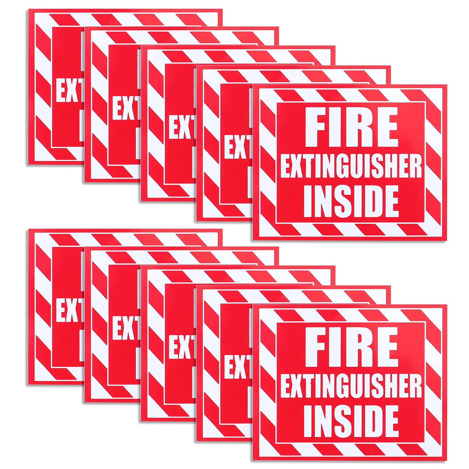 Photo 1 of Fasmov 10 Pack Fire Extinguisher Inside Sticker Sign, 5" x 4" Self-Adhesive Vinyl Decals, Weatherproof & UV Protected for Cars, Trailers, Rv's, Trucks and Vehicles, Red on White