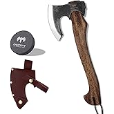 15.7" Hatchet Axe, Camping Hatchet, Hand-Forged Axe with Sheath for Wood Chopping, Splitting, and Kindling, Bushcraft Axe wit