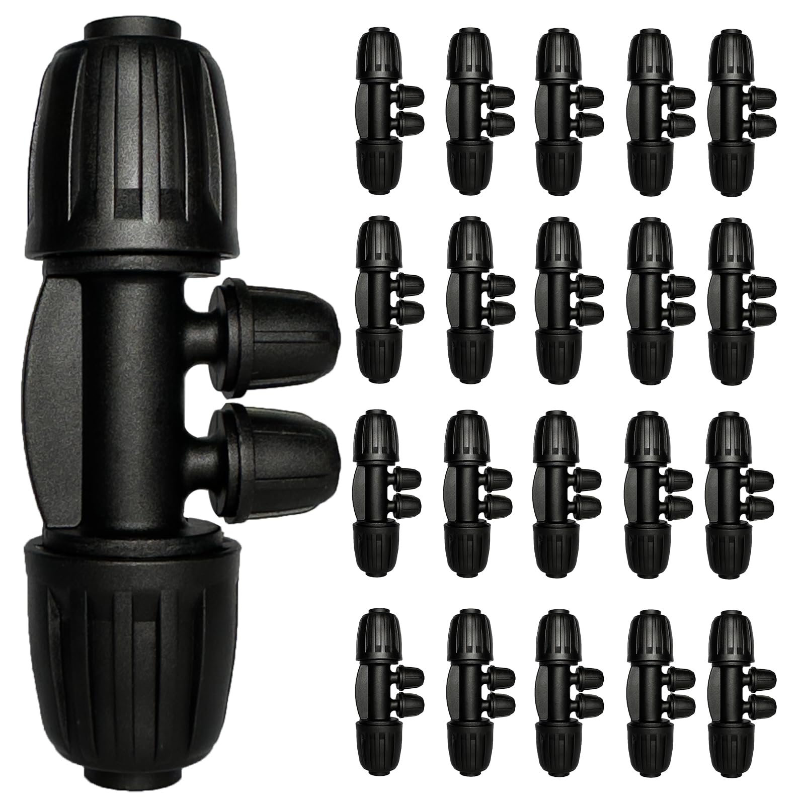 Photo 1 of 1/2 to 1/4 Drip Irrigation Fittings, 20Pcs 1/2 inch Irrigation Tube Fitting (1/2" ID x0.6-0.63" OD), 4-Ways Anti-Leak Locked Barbed Tee, 16mm to 1/4 inch Drip Irrigation Tubing Connectors