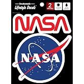 NASA Decals - Set of 2 NASA Stickers for Vehicles, Tumbler, Laptop, Water Bottle - Licensed Official NASA Logo Car Decal Waterproof Sticker