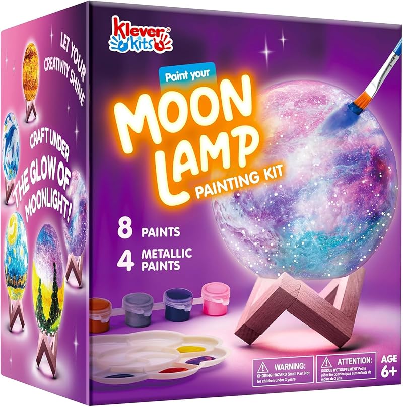 Klever Kits DIY 3D Moon Night Light Paint Your Own Moon Lamp Kit Galaxy Lamp