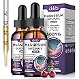 (2 Pack) Magnesium Glycinate Liquid Drops 500mg, with Vitamin B6, Ashwagandha, L - Theanine, Chamomile, Magnesium Glycinate Supplement High Absorption for Sleep, Stress, Energy Mood - Cherry Flavor