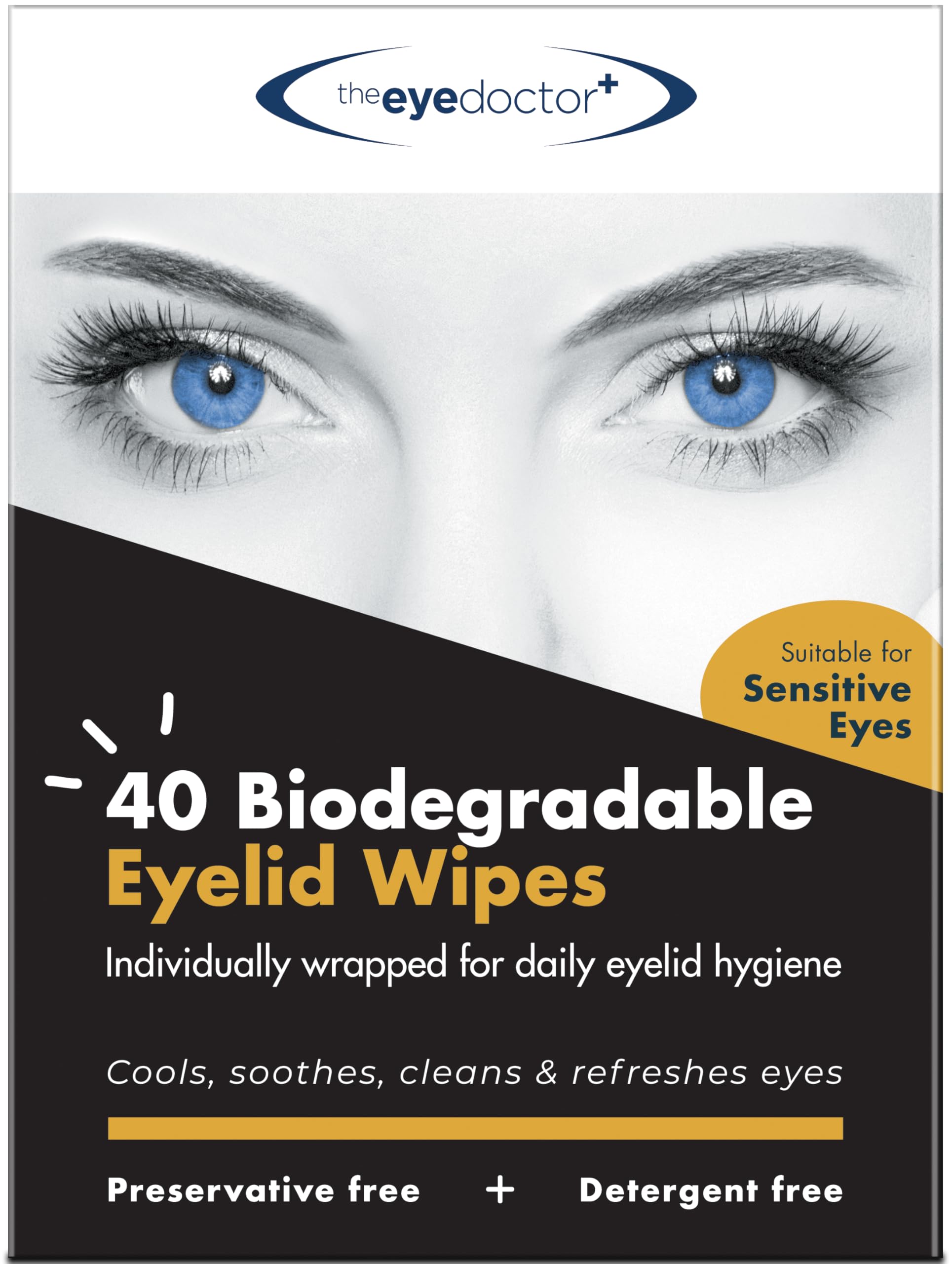 The Eye Doctor Eyelid Wipes x 40 - Eye Wipes for Dry, Sensitive & Itchy Eyes - Biodegradable Eyelid Cleansing Wipes - Preservative & Detergent Free