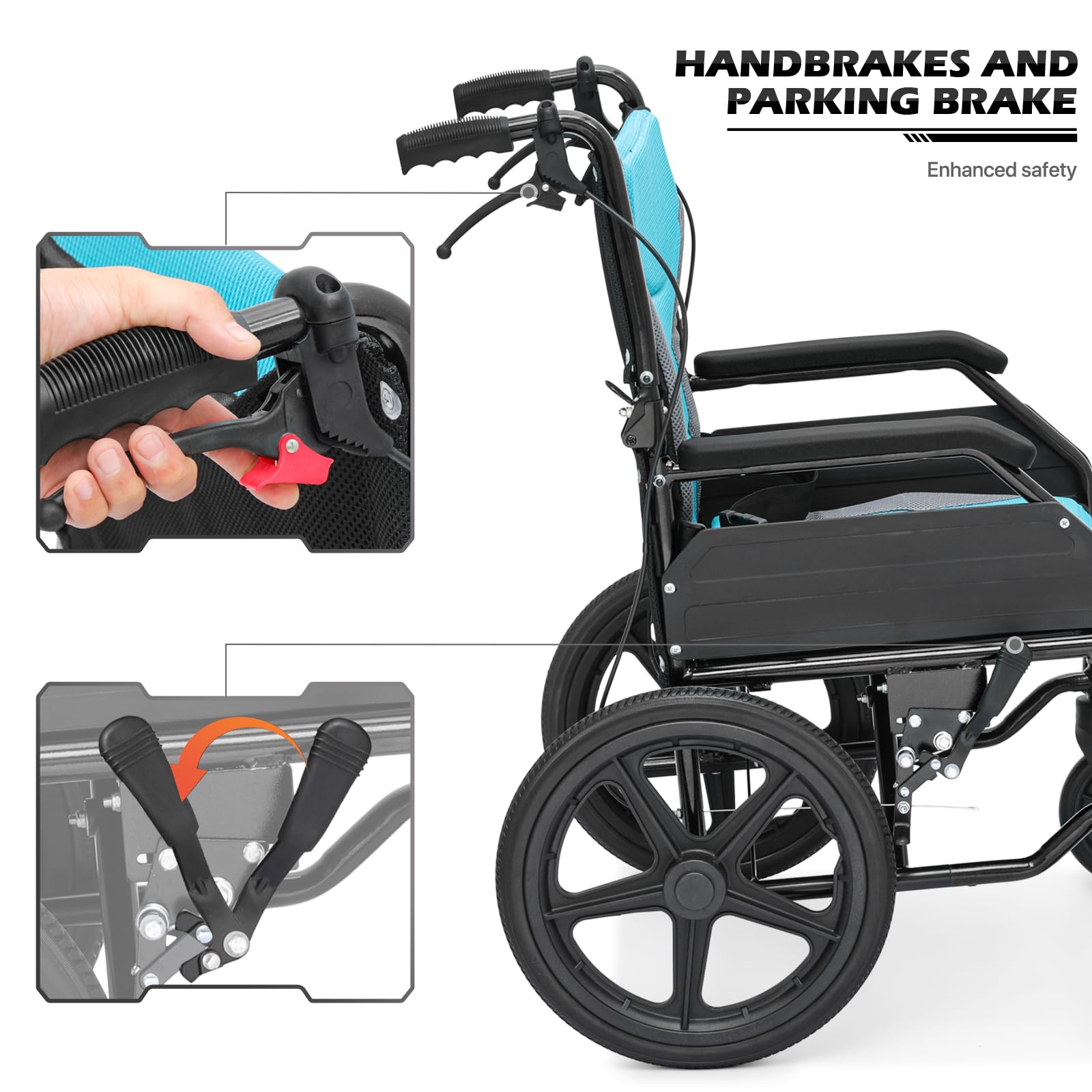 monicare Wheel Chair for Adults with Swing-Away Footrest and Loop-Lock Handbrakes 17.5 inch Seat Wheel Chair 15