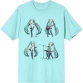Bioworld Hatsune Miku Band Design Crew Neck Short Sleeve Celadon Women's T-Shirt