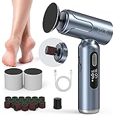 PELCAS Electric Foot Callus Remover with LED Screen, Upgraded Electric Foot File, 2 in 1 Manicure & Pedicure Kit for Women & Men, Cordless Feet Filer for Foot Callus, Thick Nails, Finger Nails Grey