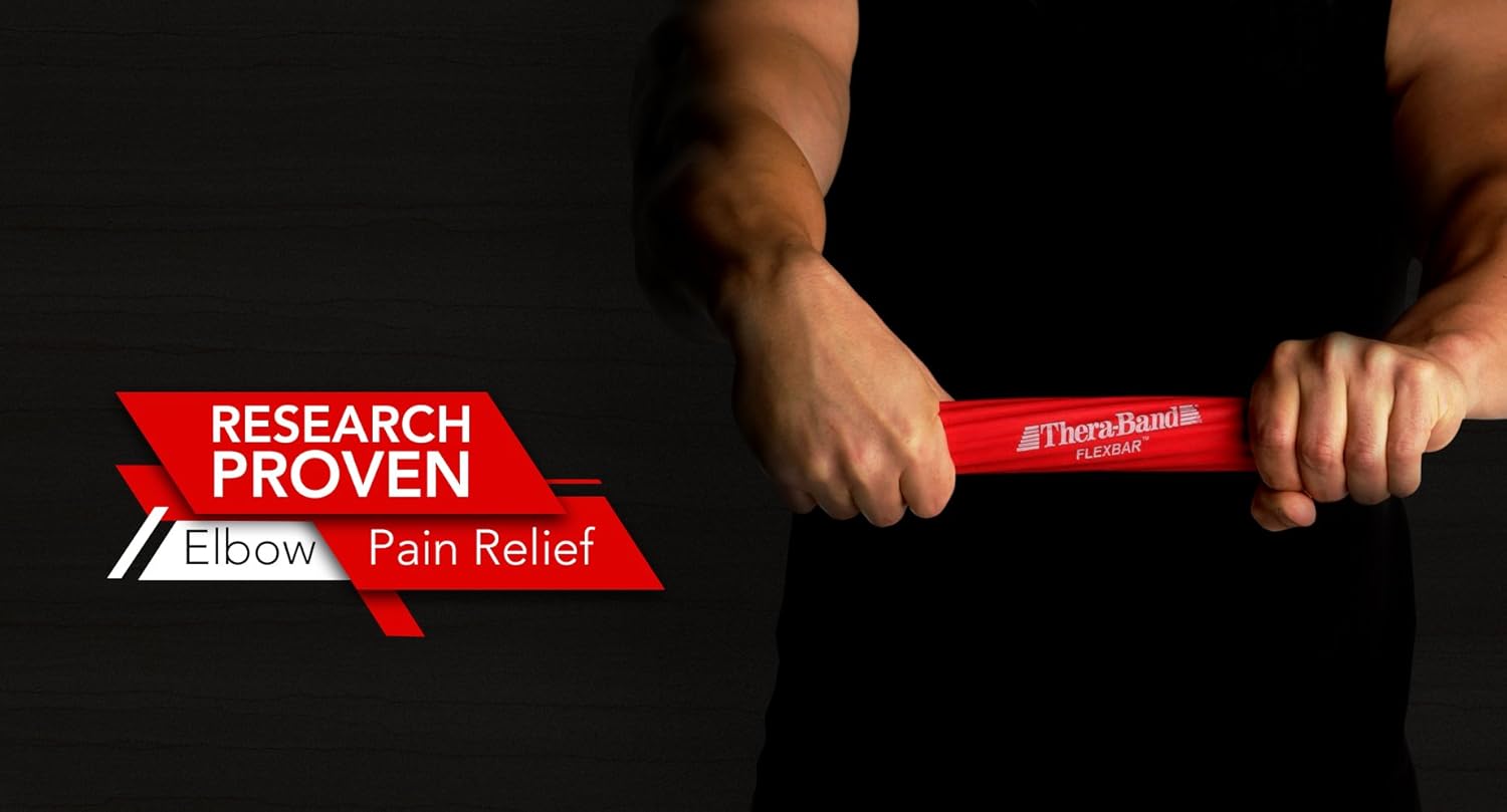 TheraBand FlexBar, Tennis Elbow Therapy Bar, Relieve Tendonitis Pain & Improve Grip Strength, Resistance Bar for Golfers Elbow & Tendinitis, Red, Light, Beginner: Sports & Outdoors