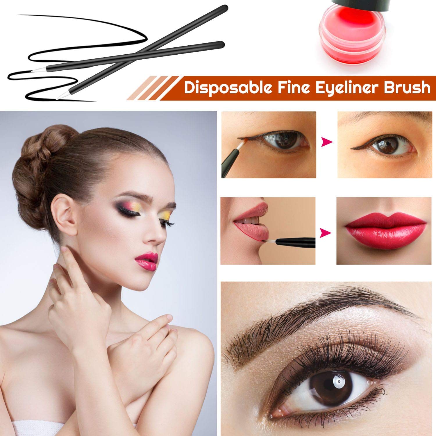 Shynek Makeup Mixing Palette with Disposable Makeup Applicators 250PCS Disposable Mascara Wands Lip Gloss Applicators Eyeliner Brushes: Beauty