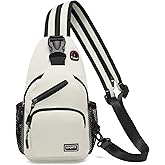 SUIKIHUM Convertible Sling Bag Crossbody Backpack, 7.9" Tablet Bags with Headphone Jack Shoulder Bag Casual Pack for Women Men Hiking Travel (White)