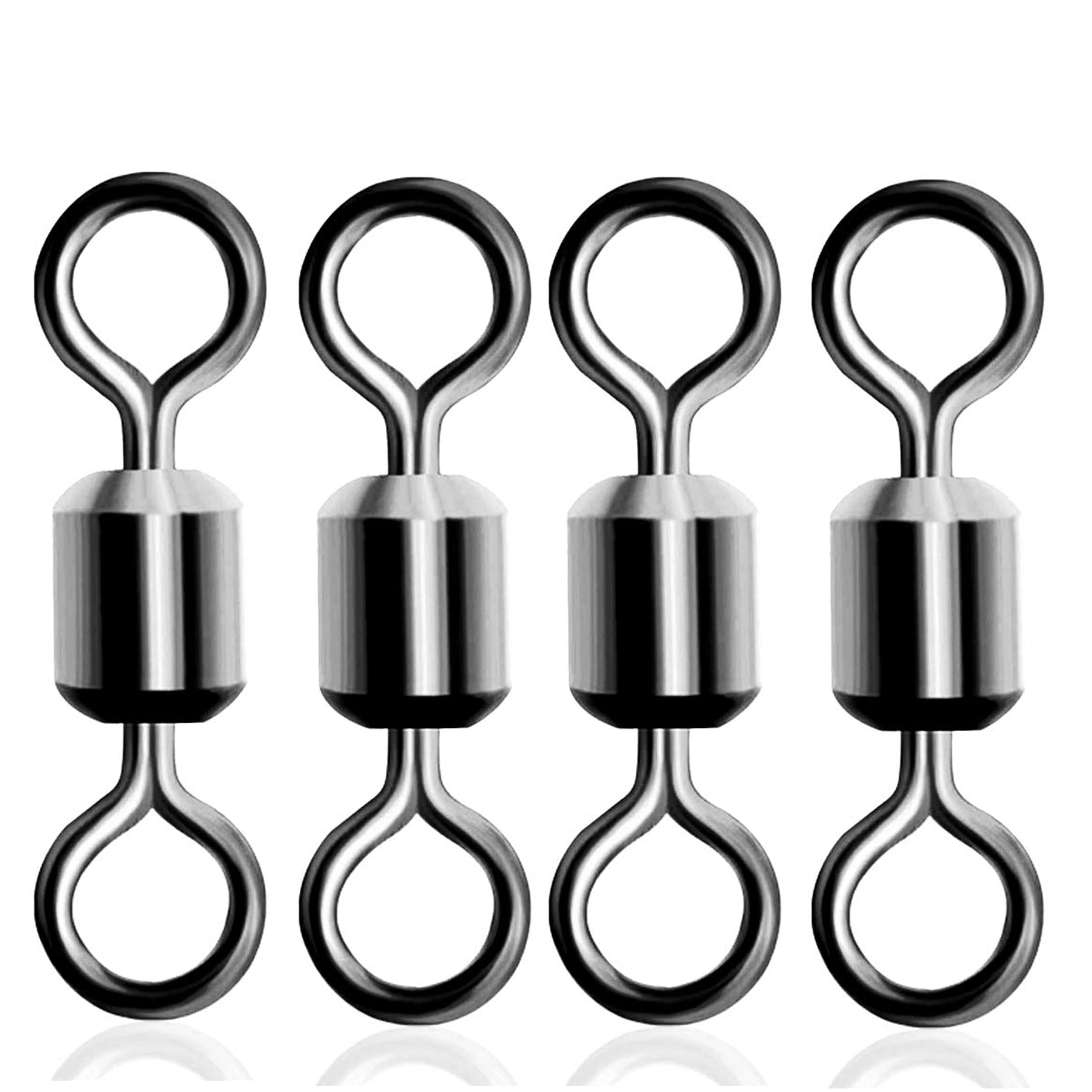 100pcs Rolling Fishing Swivels With Solid Rings Fishing Line to Hook Clip Swivels Connector Carp Fishing Terminal Tackle Accessories (2#-100pcs)