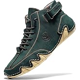 FLYLAND Men's Casual Leather Fashion Sneakers Ankle Chukka Boots Slip On Lightweight Loafers Walking Driving Shoes