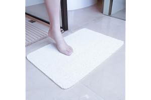 KLYRANIX Shower Mat, 24x16 Inch Bathtub Mat Non Slip, Soft Loofah Bath Mat for Tub with Drain Holes, Bathroom Shower Floor Mat, Quick Drying, Without Suction Cups，White