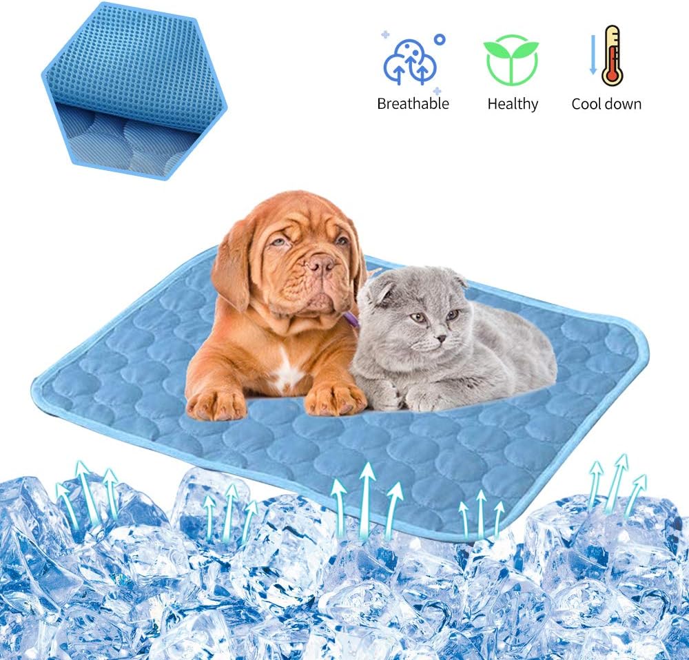 PETSTATION Dog Cooling Mat Pad, Pet Cat Ice Silk Self