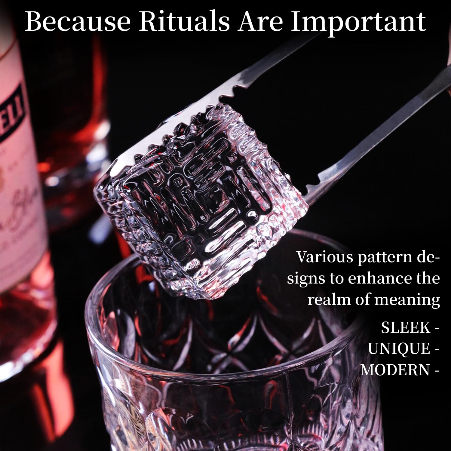 Ice Stamp Tray for Cocktails & Whiskey - Brass Ice Cube Imprinter for Clear Ice Cubes -Ice Press Craft Modern Ice Molds Stamps-A Style