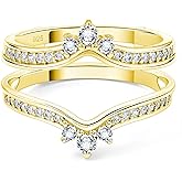 SHELOVES Crown Wedding Ring Guard Enhancers Round Cubic Zirconia 925 Sterling Silver Stack Wrap for Women 5-12