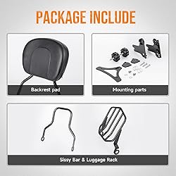Oumurs Adjustable & Detachable Sissy Bar Passenger