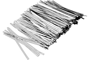 GAADSKCER 400 Pcs Metal Twist Ties 4 Inches Twist Straps for Bread Bags Candy Bags Snack Bags Halloween Party Cake Favor (Silver)